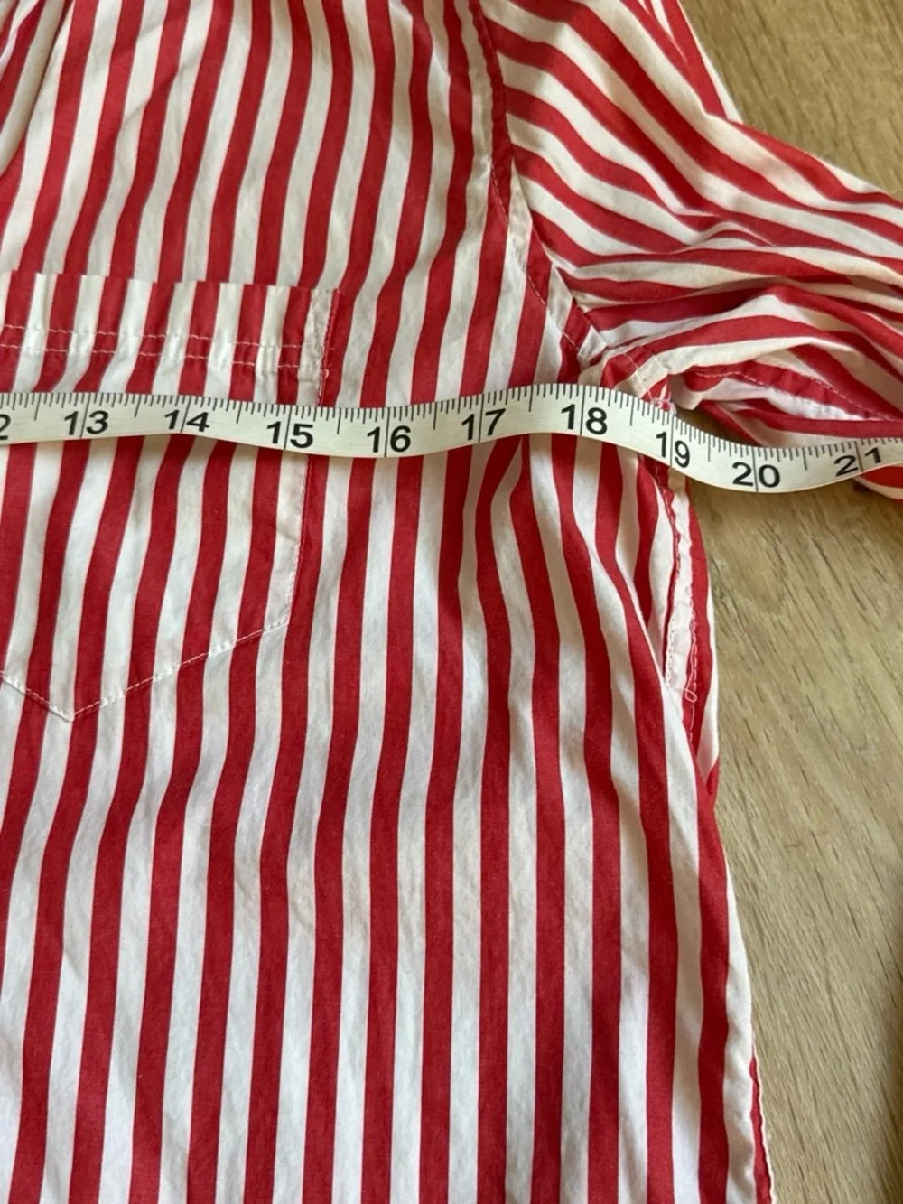 J. Crew Classic Cherry Red and White Vertical Stripe Button-Down Shirt 4 - Picture 3 of 5